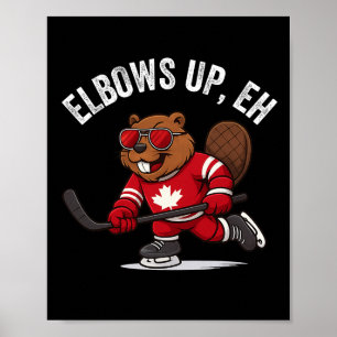 Affiche Coudes levés Eh Joueurs de hockey castor drôle Can
