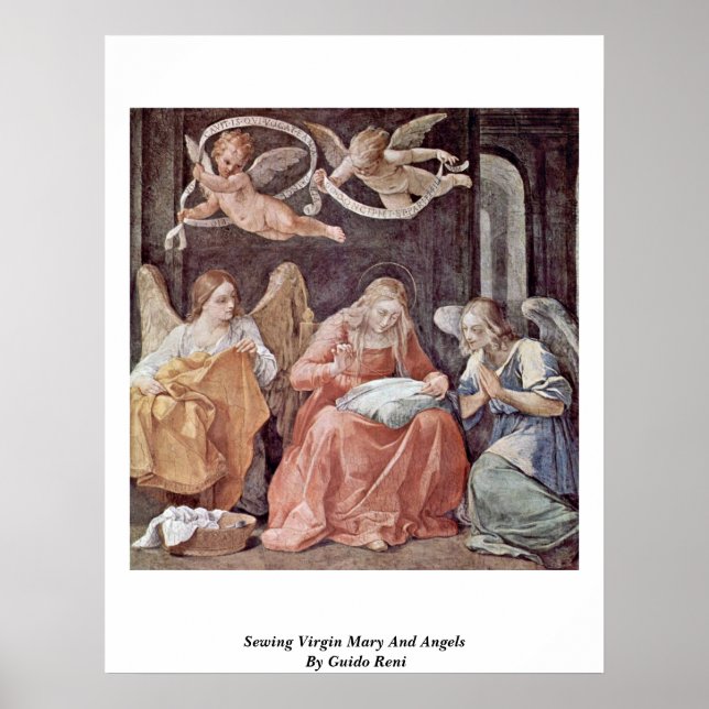 Affiche Coudre Vierge Marie Et Anges Par Guido Reni (Devant)