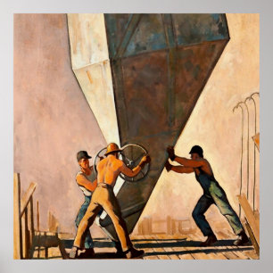 Affiche « Coulage du ciment Boulder Dam » par Maynard Dixo