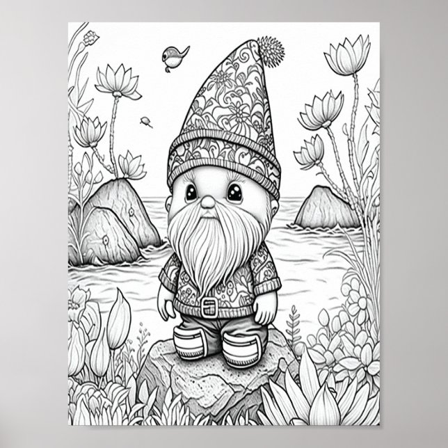 Affiche Couleur adulte mignonne Gnome été (Devant)