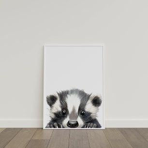 Affiche Couleur Aquarelle Bébé Badger Décor