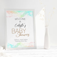 Couleur arc-en-ciel nuages Baby shower blanc Bienv