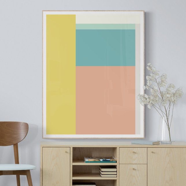 Affiche Couleur Bloc Art dans Retro Beach Couleurs pastel (Créateur téléchargé)