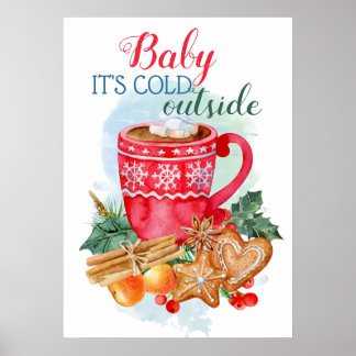 Affiche Couleur chocolat chaud de Noël personnalisé