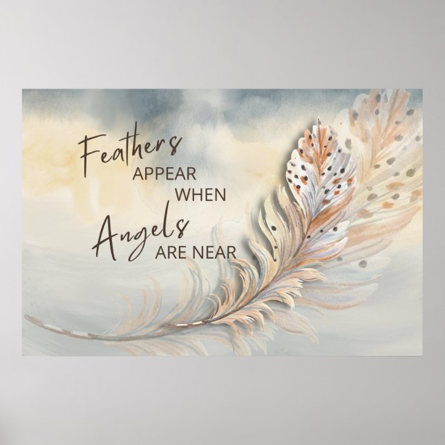 Affiche Couleur d'aquarelle Inspiron Feather & Angel (Devant)