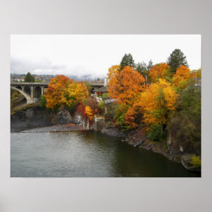 AFFICHE COULEUR DE LA RIVIÈRE SPOKANE
