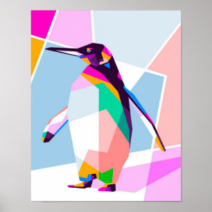 Affiche Couleur de pingouin géométrique   Cadeau d'art