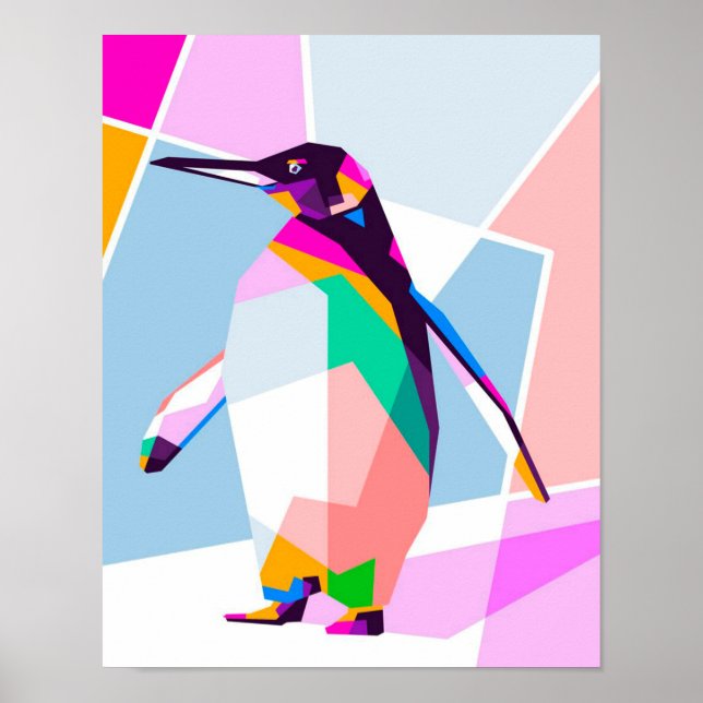 Affiche Couleur de pingouin géométrique | Cadeau d'art (Devant)