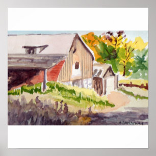 AFFICHE COULEUR D'EAU DE LA ROUTE DU PAYS SUR CANVAS