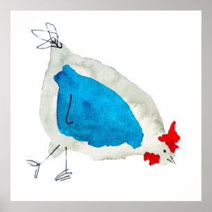 Affiche Couleur d'eau des poulets mignons
