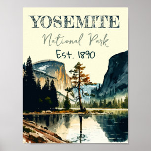 Affiche Couleur d'eau du parc national Yosemite Coucher de