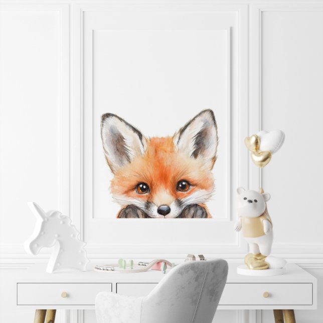Affiche Couleur d'eau mignonne Baby Fox Nursery Décor (Cute Watercolor Baby Fox Nursery Decor)