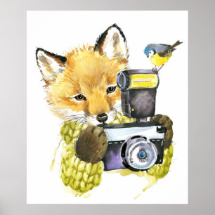 Affiche Couleur d'eau mignonne Fox prendre des photos