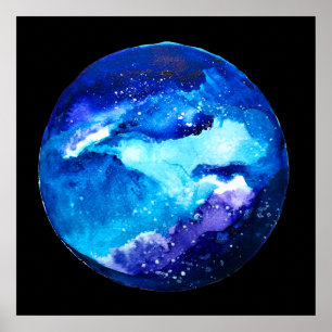 Affiche Couleur d'eau nébuleuse de la galaxie de la planèt