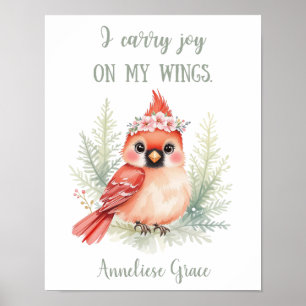 Affiche Couleur d'eau personnalisée Cardinal Bois Animal N