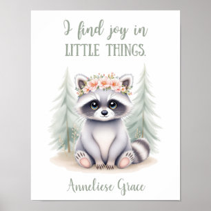 Affiche Couleur d'eau personnalisée Raccoon Bois Animaux P