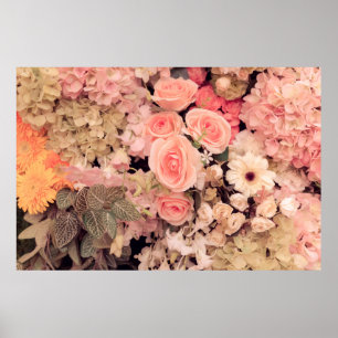 Affiche Couleur des fleurs murales texture rétro - Effet V