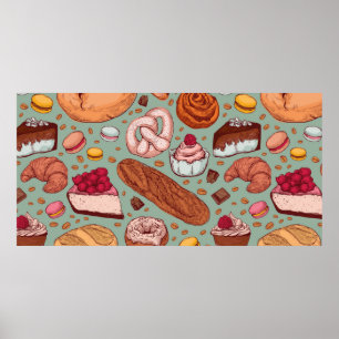 Affiche Couleur dessinée à la main style boulangerie patte
