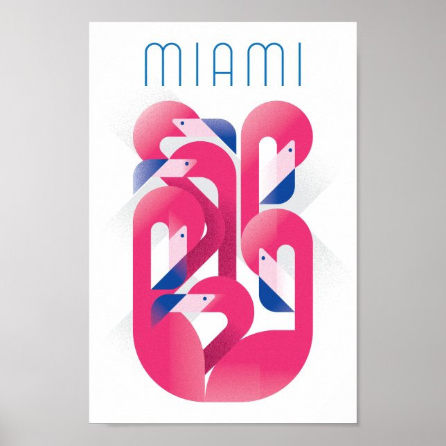Affiche Couleur du Flamant rose Miami (Devant)