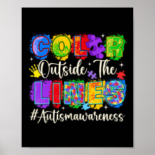Affiche Couleur en dehors des lignes de sensibilisation à