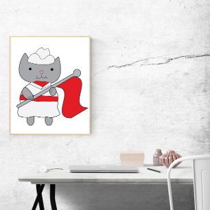 Affiche Couleur Garde Chat Rouge Blanc