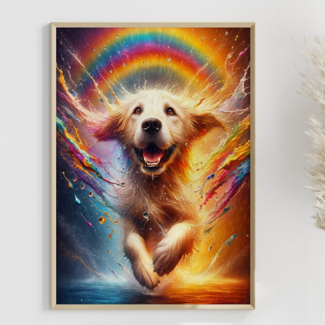 Affiche Couleur Golden Retriever Rainbow Splatter personna (Créateur téléchargé)