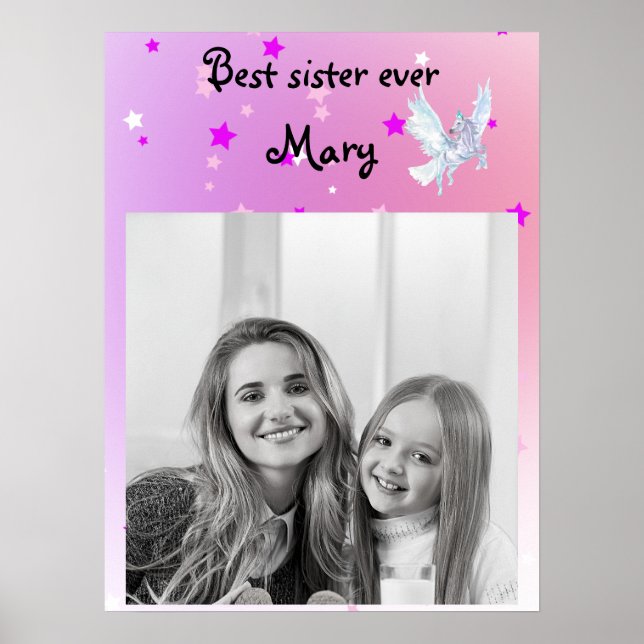 Affiche Couleur magique début licorne blanche (Devant)