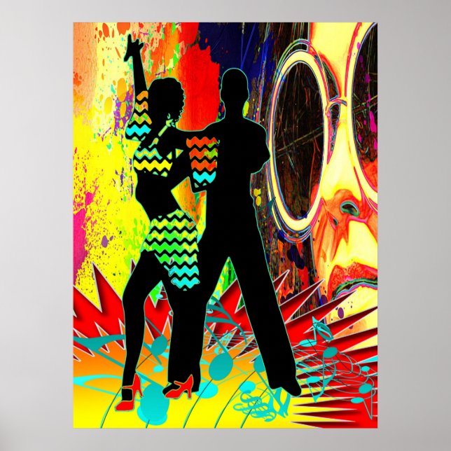 Affiche Couleur Néon Couple Dance Salsa (Devant)