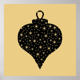 Affiche Couleur Noir et Or Design Bauble de Noël.