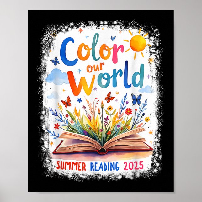 Affiche Couleur Notre Monde Été Lecture Livre Fleurs sauva (Devant)