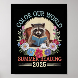 Affiche Couleur Notre World Raccoon Été Lecture 2025