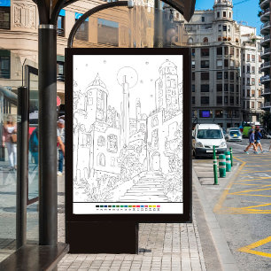 Affiche couleur par nombre nature paysage de printemps