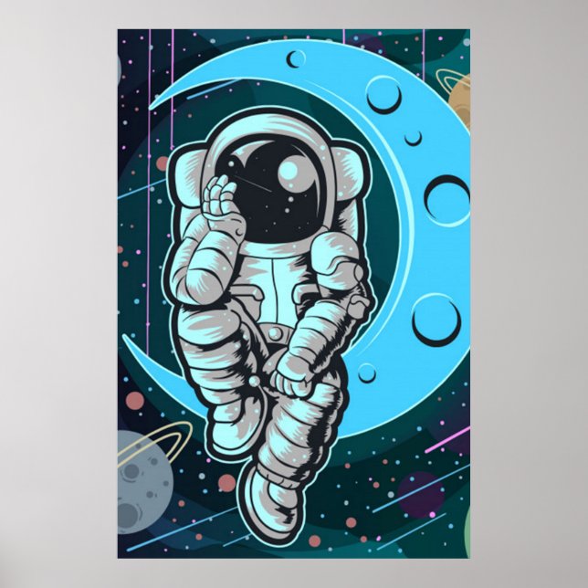 Affiche couleur pleine astronaute (Devant)