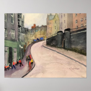 AFFICHE COULEUR POUR AQUARELLE D'EDIMBOURG, ECOSSE