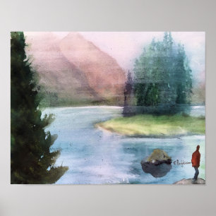 AFFICHE COULEUR POUR AQUARELLE D'ÎLE D'ESPRIT