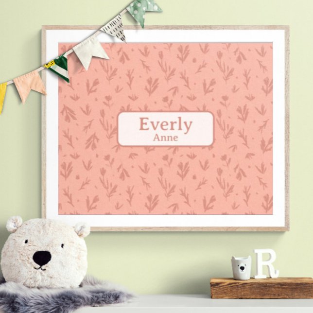 Affiche Couleur rose Nom Décor Petites filles Chambre (Customize name! Shown with white mat and wood frame. (you will receive print only) Thank you!)