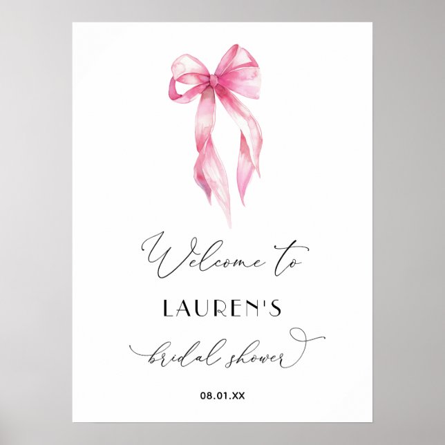 Affiche Couleur Rose Vive Tying Fête des mariées Knot Bien (Devant)