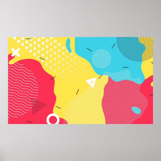 Affiche Couleur splash abstrait dessin animé arrière - pla (Devant)