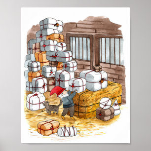 Affiche Couleur traditionnelle suédoise Tomten Noël