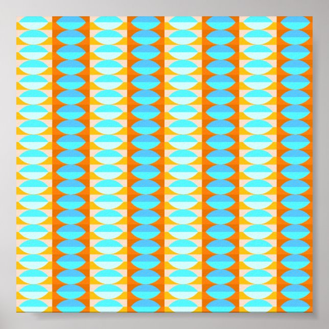 Affiche Couleur Turquoise Bleu Orange Jaune Motif (Devant)
