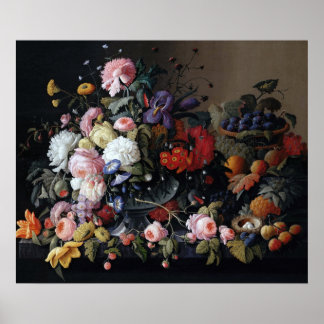 Affiche Couleur Vintage Fleurs Vase Art Peinture