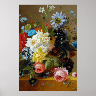 Affiche Couleur Vintage Fleurs Vase Art Peinture