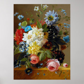 Affiche Couleur Vintage Fleurs Vase Art Peinture