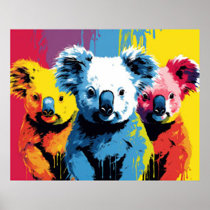 Affiche Couleur vive Koala Bears Art