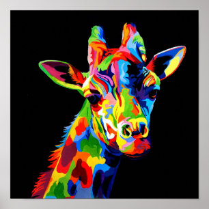 Affiche Couleur vive Peinture de girafe