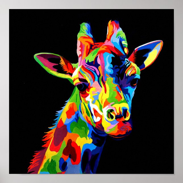 Affiche Couleur vive Peinture de girafe (Devant)