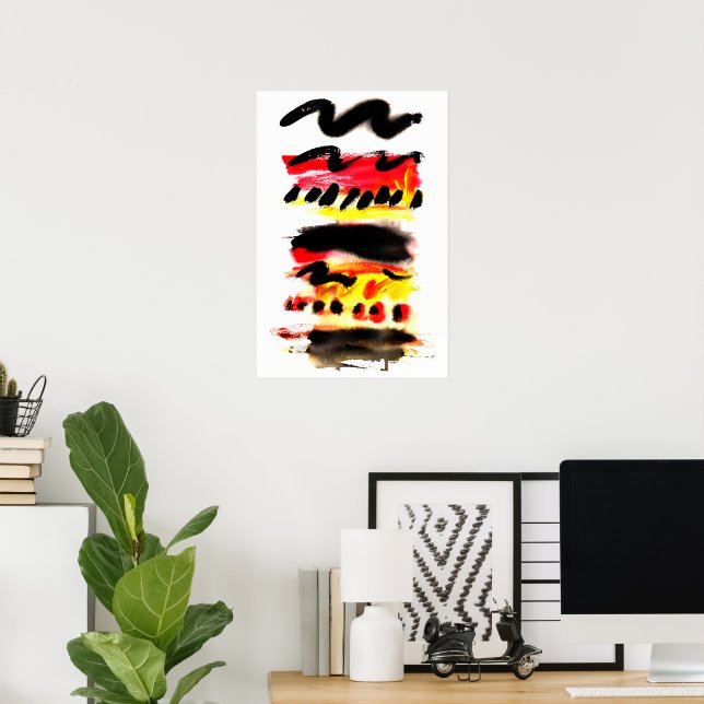 Affiche Couleurs Abstraites de couleur rouge rouge jaune (Bureau à domicile)