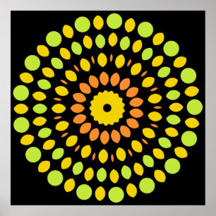 Affiche Couleurs agrumes, vert, jaune, orange,