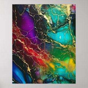 Affiche Couleurs arc-en-ciel Peinture à l'encre d'alcool