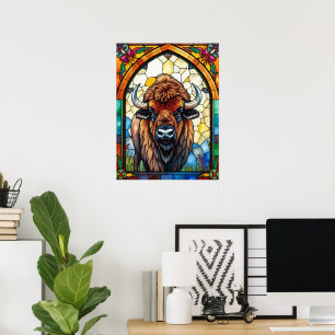 Affiche Couleurs Audacieuses Bison Buffalo Cottagecore Imp